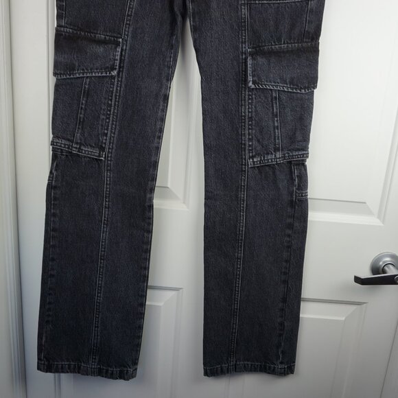 New Frame High Rise Utility Straight Leg Cargo Jeans in Black Astray size 25 - Picture 6 of 15
